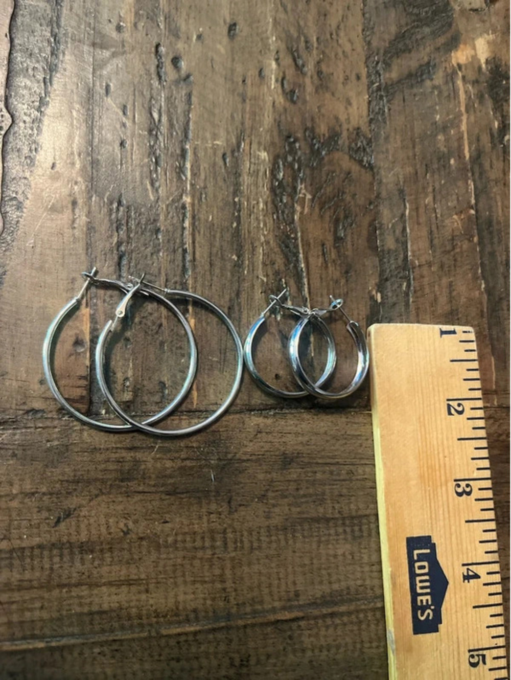 Bundle of 2 Pairs Silver Hoop Earrings - Medium & Small Sizes